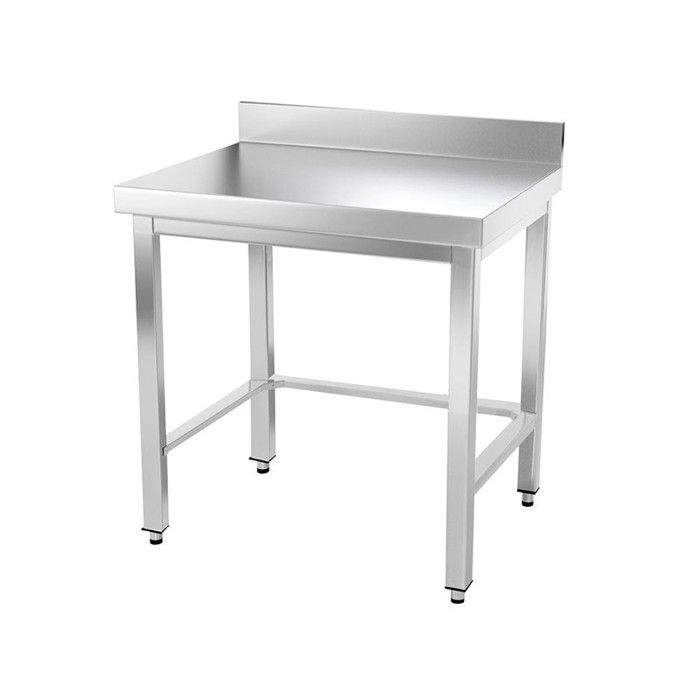Table de travail en inox 700 x 600 mm adossée avec renfort PREMIUM - GOLDINOX