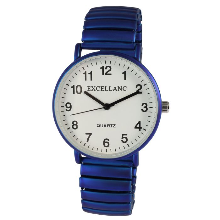 Montre - EXCELLANC - Excellanc Femme Bleu Métal élancée - Boîtier 36 mm - Bracelet extensible bleu - Quartz PC21
