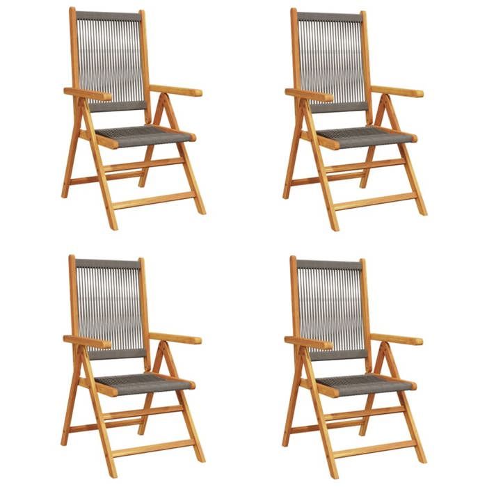 STAR SALE® Chaises inclinables de jardin (4 pcs) - Sièges de jardin - gris bois massif acacia 57x70x85-109 cm T1501