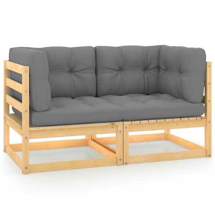 Promo étéCanapé/Sofa Terrasse - SWEETY - Blanc - Canapé 2 places de jardin Moderne - avec coussins - Bois de pin massif 70x70x67cm