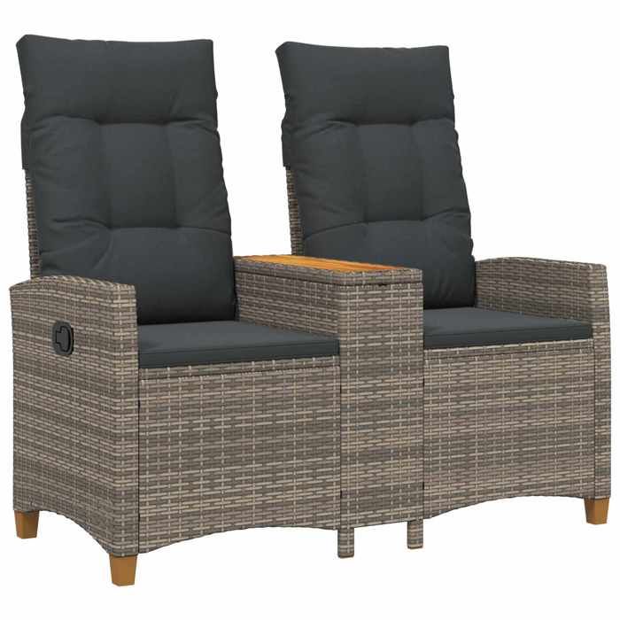 73805& NEUF 1xBanquette de jardin - Banc inclinable - avec table Gris et Gris foncé 126x65x112 cm