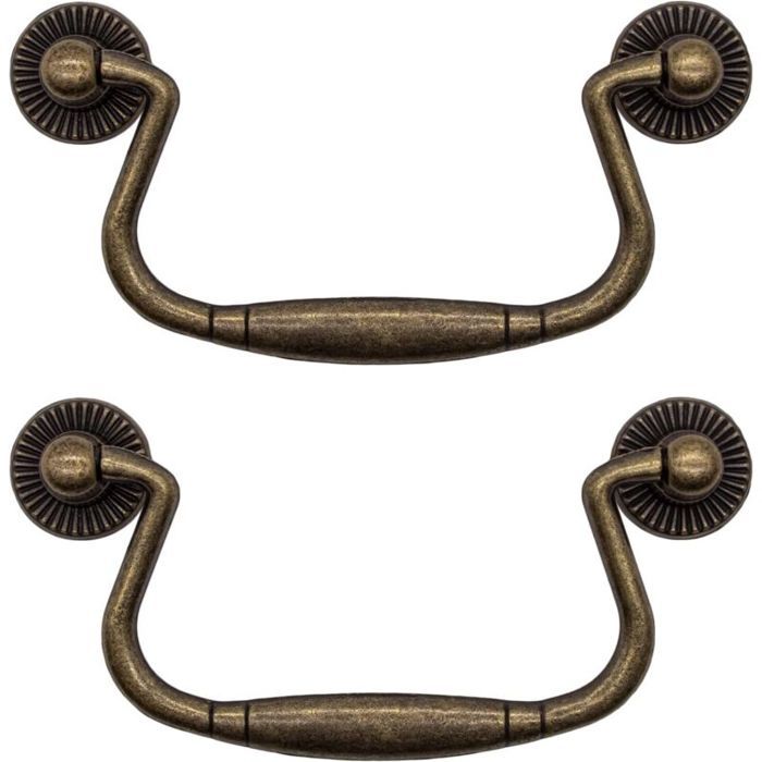 Poignées de tiroir pliantes - Unbrand - Lot de 2 pièces - Finition laiton antique - Dimensions 81x48 mm