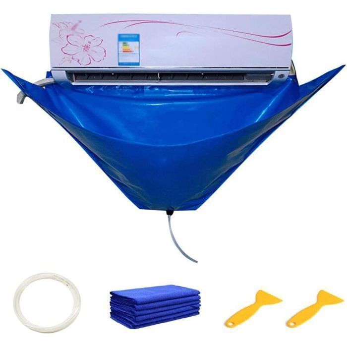 Housse de nettoyage pour climatiseur — Housse de protection étanche pour le nettoyage du climatiseur (tuyau de vidange inclus)