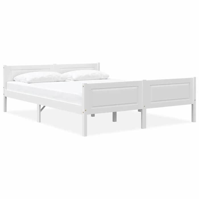 SALE 2026Cadre de lit - sans matelas - moderne-design - bois de pin massif - blanc - 2 places - sommier à lattes - 120x200 cm 634e