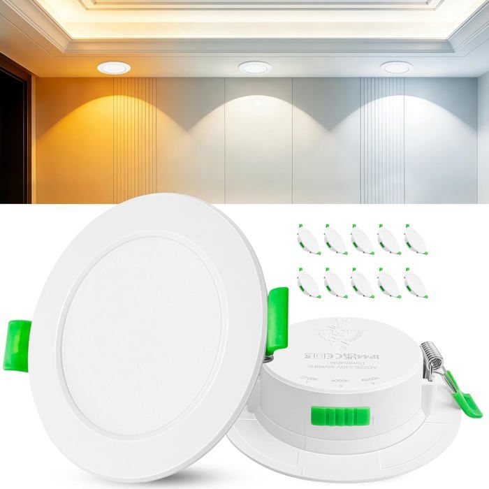 Spot LED Encastrable 230V Blanc IP44 Spots plafond Encastre extra plats 6W 600LM 2700K 4000K 6000K Éclairage LED