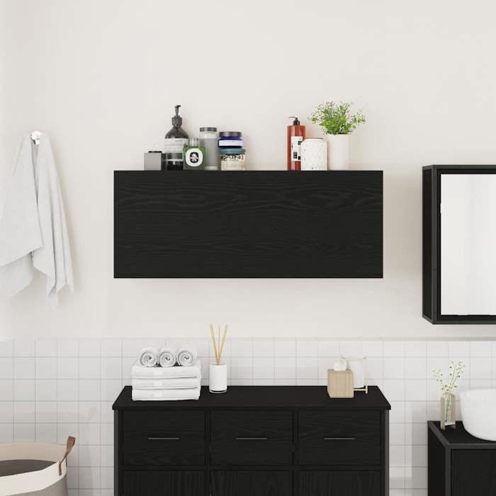 Armoire murale - vidaXL - Meuble sous vasque - Bois ingénierie - Noir - 100x25x40 cm 818abp30z