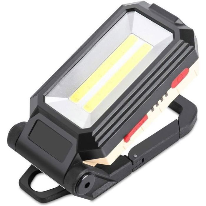 Projecteur LED rechargeable - Base magnétique et crochet 4 modes luminosité - Chantier et camping - 10W