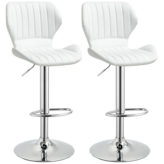 CollaHausse Lot de 2 Tabourets de Cuisine Pivotants en Simili Cuir avec Dossier Blanc