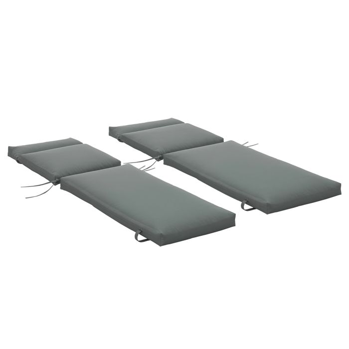 Lot de 2 Matelas pour Chaise Longue transat Bain de Soleil avec Sangles dattache pour Jardin MATELAS UNIQUEMENT dim.196L x 55l cm