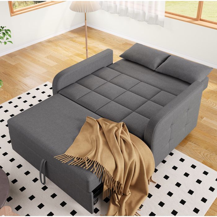 MEUBLIV Canapé-lit 2 places convertible 110 x 180 cm dossier réglable 3 positions tissu gris antique