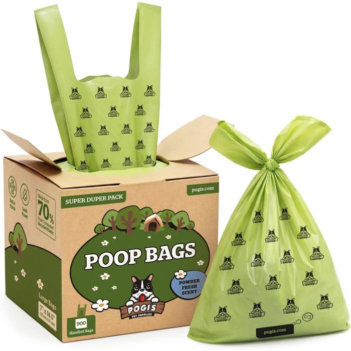 Sacs À Crottes Pour Chiens Avec Poignées–Étanches Grands Parfum Frais–900 Sacs