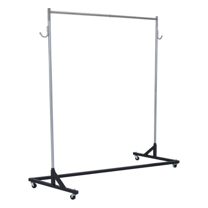 Portant à vêtements industriel Z-base robuste – Roulettes 360° – Pour chambre ou salon – Rangement sur roulettes - 150x50x160cm