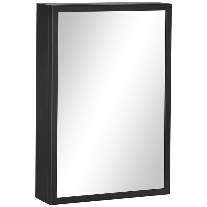 Armoire à miroir meuble de salle de bain à 3 étagères armoire à pharmacie armoire murale pour chambre noire 40 x 12 x 60 cm