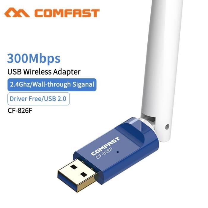 Adaptateur WiFi USB 300 Mbps - Connecte Ta TV, Console Ou PC En Réseau Filaire - Avec Câble LAN 1m - 6