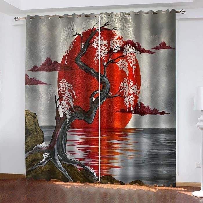Rideau Occultant - Cerisier du Japon - Isolant Thermique et Phonique - 60x120cm x 2pcs