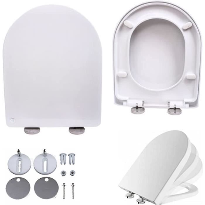 Abattant WC Siège Toilette Forme D Avec Fermeture Douce - Urée-formaldéhyde Blanc
