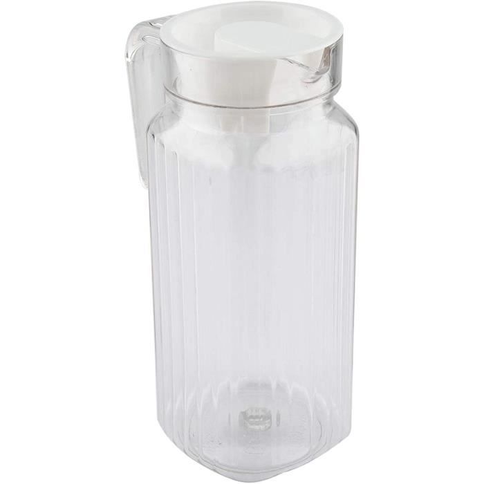 Pichet D'eau En Plastique De 2 Litres Avec Couvercle - Pour Thé Glacé, Jus, Lait - Boissons Froides Ou Chaudes