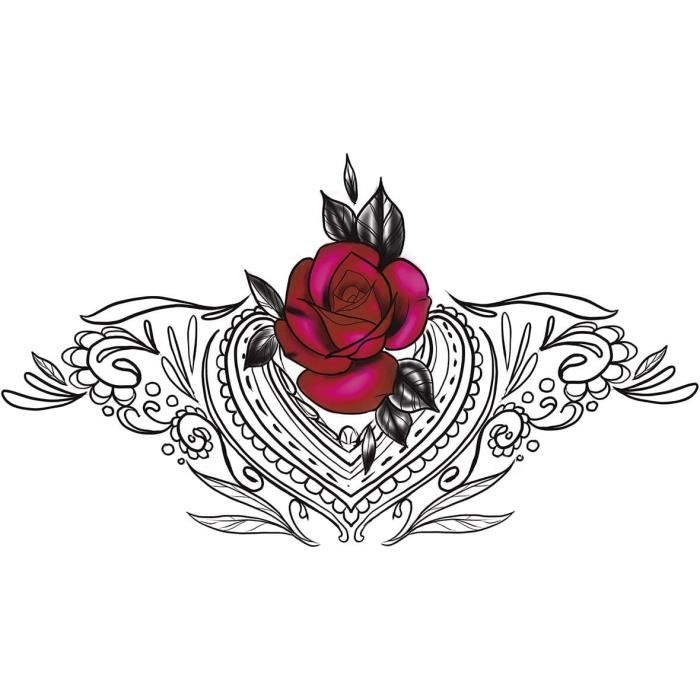 Tatouage Underboob RoseFeuille D