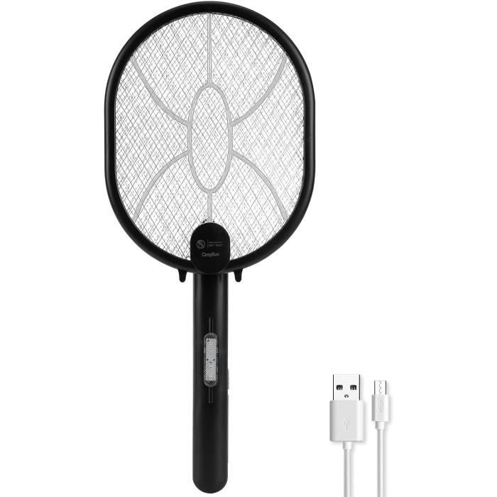 Raquette Électrique Anti-Insectes - Contre Moustiques, Mouches, Avec Piles Incluses, 2500V, Sécuritaire