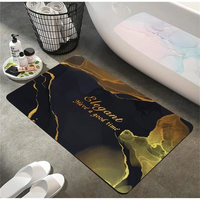 Hixingo Tapis de Bain Antidérapant Imprimé Marbré 3D Tapis Salle de Bain Diatomite Absorbant, Tapis Douche Séchage Rapide, Microfibre Tapis Vaisselle Tapis d'Entré (80x120cm,Bleu Rose
