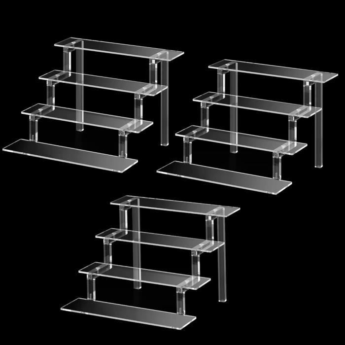 Présentoir Carré en Acrylique Transparent - Étagère à 4 Couches pour Bijoux et Objets de Collection