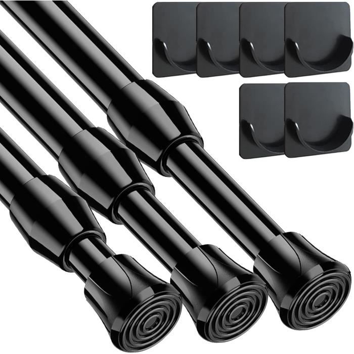 BANJILI Lot De 6 Tringles à Rideaux Extensibles 50-90 Cm - Avec Crochets Auto-Adhésifs, Idéal Cuisine Et Bricolage