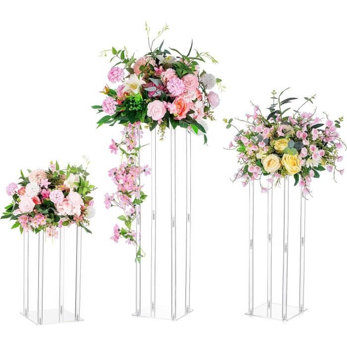 Vase Cylindrique En Acrylique Transparent - 40,6 Cm De Haut - Incassable Et Léger - Parfait Pour Centre De Table, Mariages Et Décoration Quotidienne