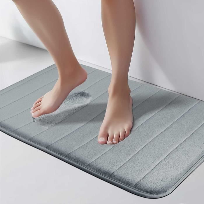 Tapis De Bain En Mousse à Mémoire De Forme - Ultra Doux Et Antidérapant - Absorbant Et Lavable En Machine - Gris, 178 X 61 Cm