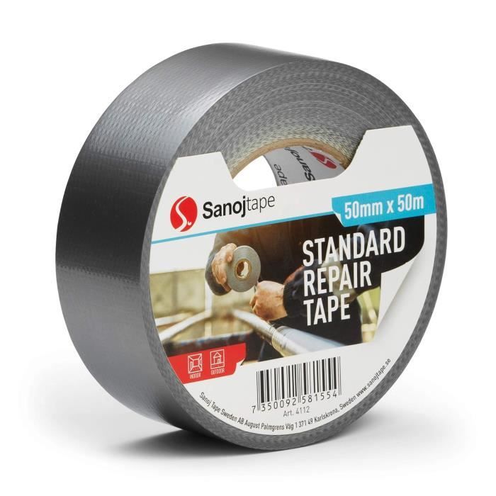 Ruban Adhésif Argent Hinrichs - 4 Rouleaux 50m X 50mm - Duct Tape Extra Fort - Intérieur/Extérieur