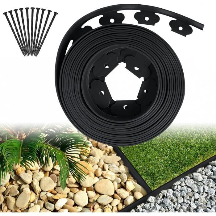 Bordure De Pelouse En Acier Galvanisé Flexible - 10 M De Long X 18 Cm De Haut, Noir, Pour Délimiter Parterres Et Allées Sans Effort