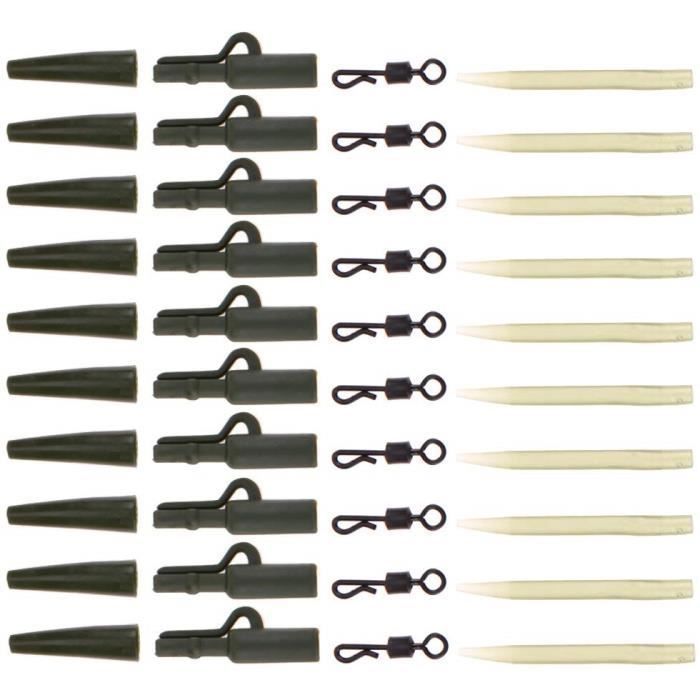 Kit De 25 Pièces Pour Pêche à La Carpe – Pivots Rapides, Manchons Anti-Nœuds, Perles