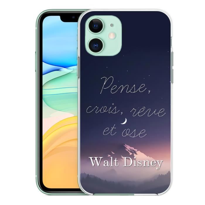 Coque pour iPhone 11 Disney Citation Pense Crois Reve