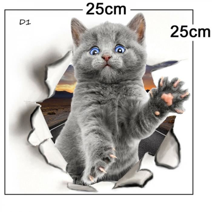 Decoration Maison D1 Divers Mignon Chaton Animal Dessin Anime Chat Mur Autocollant 3d Vif Bebe Enfant Chambre Salle Bains Decors Cdiscount Maison