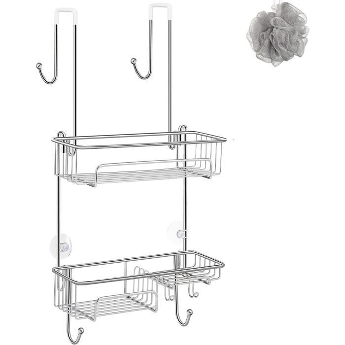 Étagère De Douche Suspendue COSYLAND - Panier Rangement Acier Inox Sans Perçage Noir