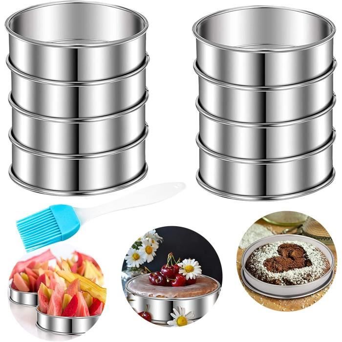 Whcctl 6 Pièces Anneaux à Dessert Carrés, Cercle a Patisserie De 8cm, Cercle à Patisserie en Acier Inoxydable, Moules à Mousse Carré De Cuisson, pour Gâteau Mousse Dessert Biscuits(Carré