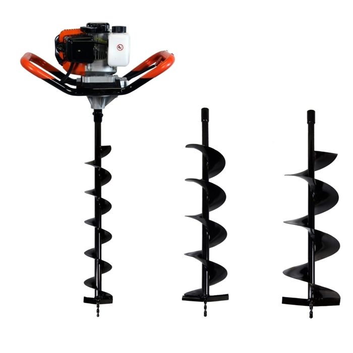 Tarière thermique 52 cm3 GT GARDEN, 3 CV + lot de 3 mèches (100, 150 et 200 mm)