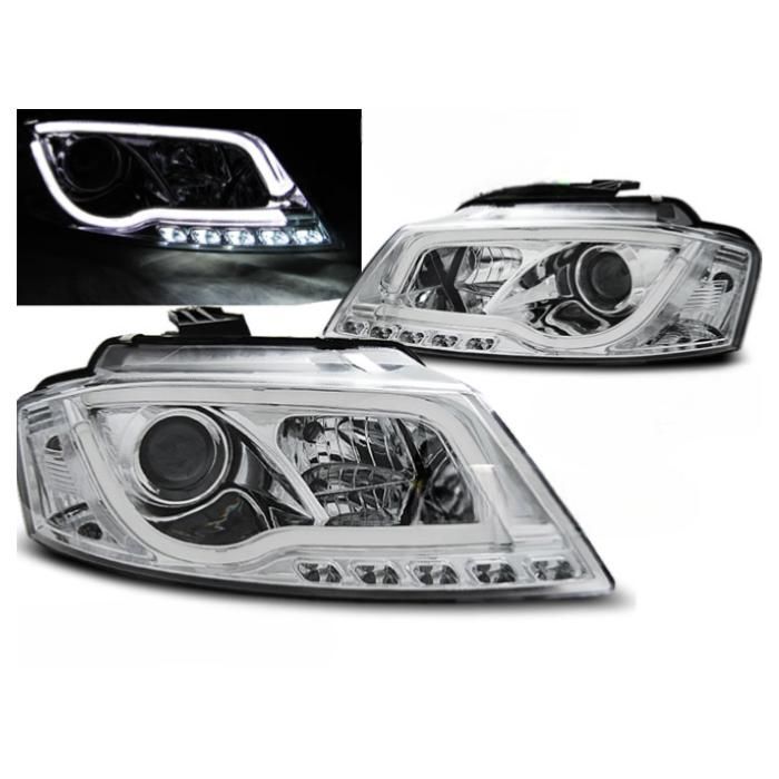 Paire de feux phares Audi A3 8P de 2008 a 2012 chrome TubeLight LTI DRL-27360991