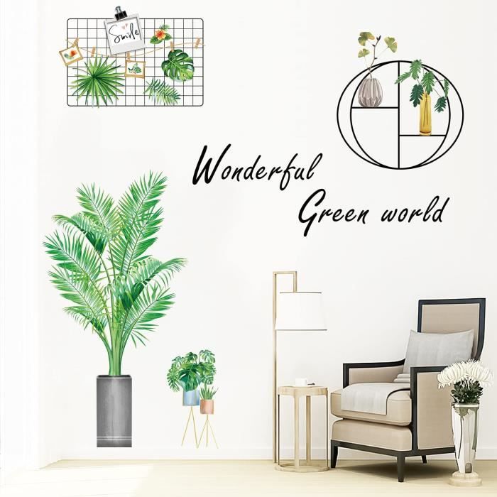 Stickers Muraux Plantes Tropicales - Autocollants Végétaux Frottis Pour Salon, Cuisine, Chambre Et Pépinière