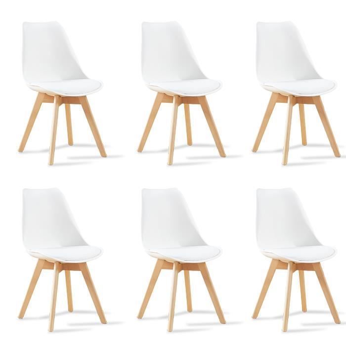 Lot de 6 chaises scandinaves blanches - Bjorn ...
