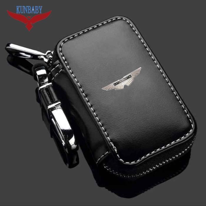 Black KUNBABY porte clé de voiture en cuir véritable, de haute qualité, pour Aston Martin