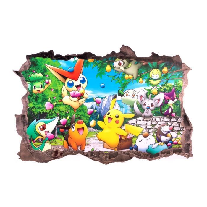 Pikachu Pokemon Autocollant Sticker mural 3d chambre
