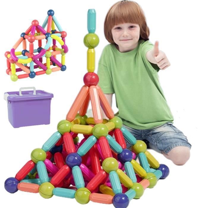 Jeu de Construction Magnétique, 57 Pièces Montessori Jeux Aimanté