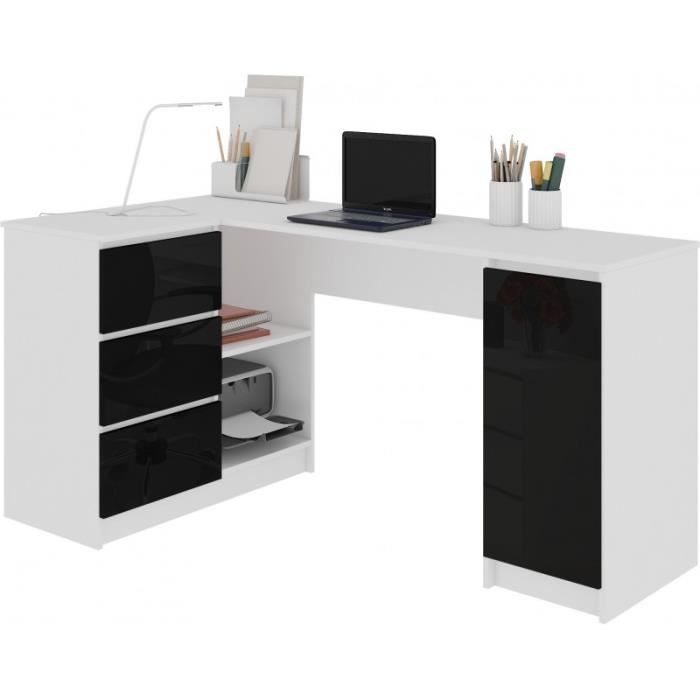 Balaur Bureau Informatique D Angle Contemporain 155x85x77cm 3 Tiroirs Gloss Table Ordinateur Multi Rangements Blanc Noir Achat Vente Bureau Balaur Bureau Informatique Soldes Sur Cdiscount Des Le 20 Janvier Cdiscount