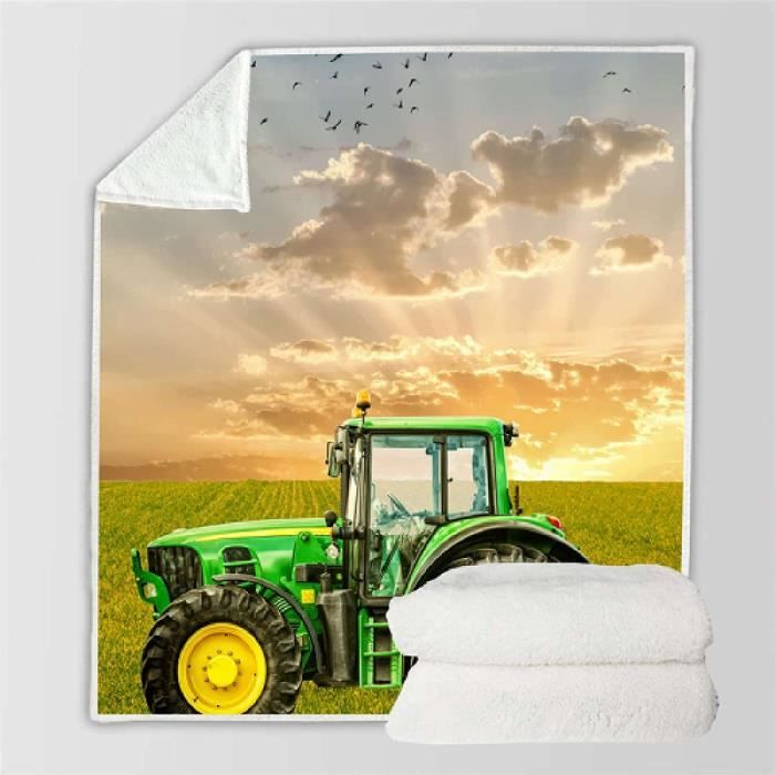 Bedlam Couverture Polaire (120 X 150 Cm), Bleu Avec Motif Tracteur Agricole, Couverture Et Jeté Pour Enfants, Garçons, Amis De La Ferme
