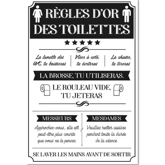 Déco WC : Cadre Règle d'Or des Toilettes - 7,50 €
