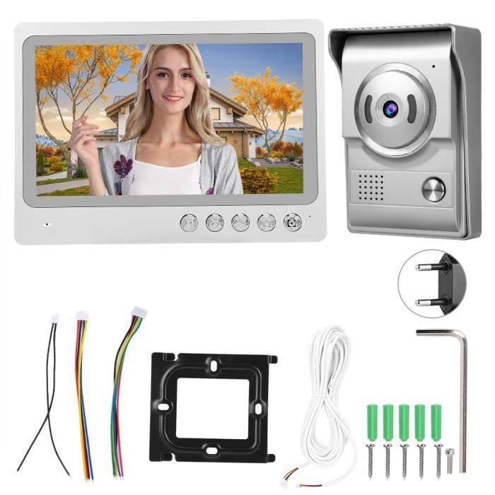 MOI Interphone 2 Voies 7in Filaire Wifi Vidéo Sonnette TFT LCD Affichage à Distance APP Mot de Passe Carte d/'Identité Vision Nocturne Interphone 100-240V