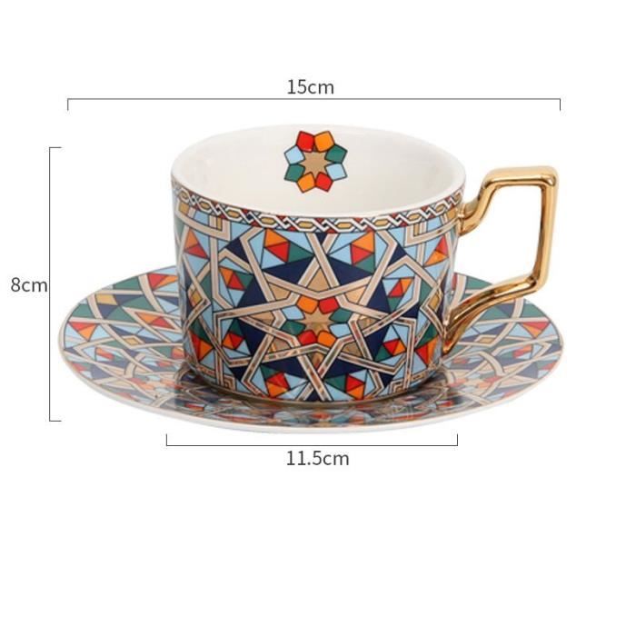 SERVICE A THE,13--Tasses à café Style marocain avec soucoupes, en  porcelaine, pour la maison, la cuisine, le bureau, Table, verres, -  Cdiscount Maison
