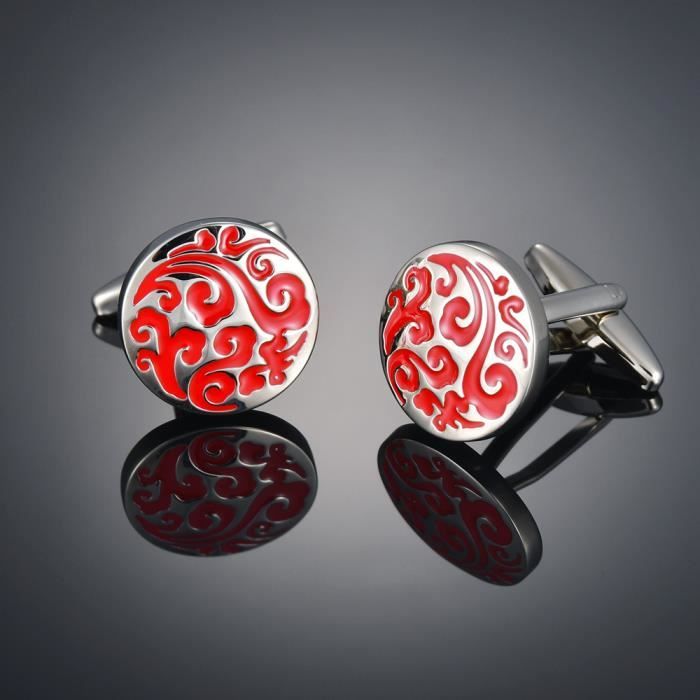 YAHOYA Boutons De Manchette Croix Rouge Pour Hommes - Design Élégant En Laiton, Accessoire Mode Qualité Premium