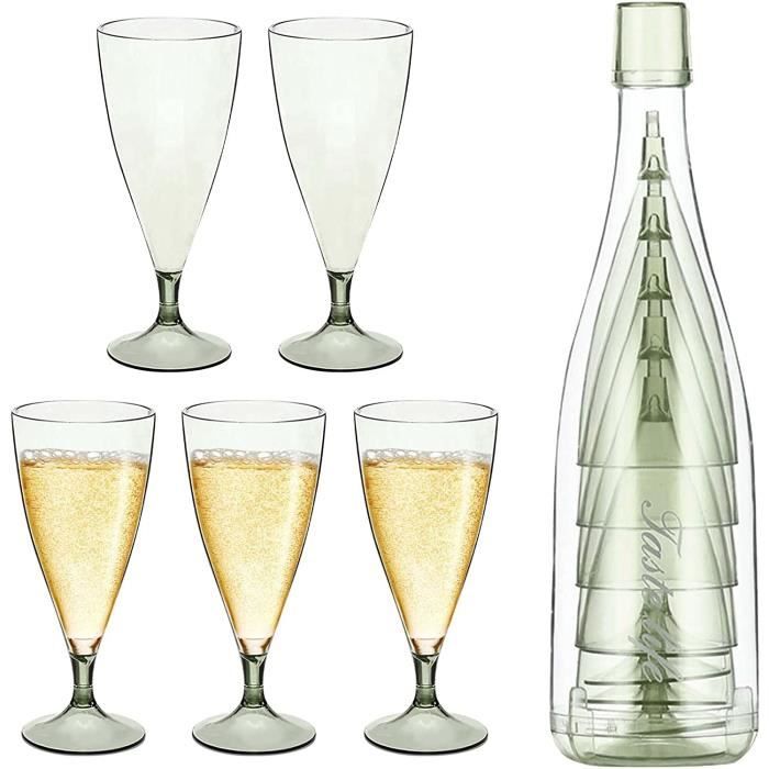 Ensemble De 5 Verres À Vin Champagne Empilables, Flûte À Champagne