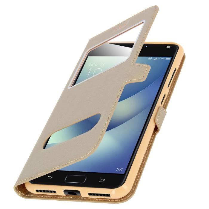 Housse Asus Zenfone 4 Max Zc520kl Etui Double Fenêtre Coque Silicone Gel Doree Achat Housse étui Pas Cher Avis Et Meilleur Prix Cdiscount